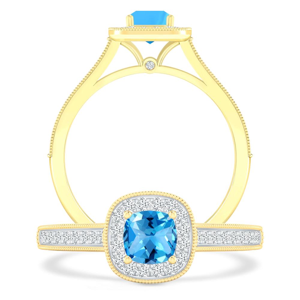 Yellow Gold - Blue Topaz