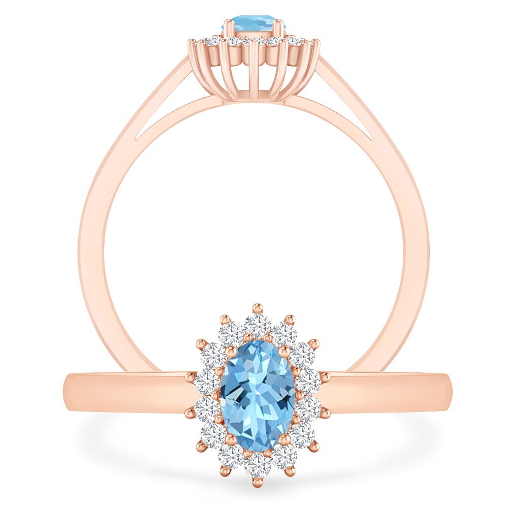 Rose Gold - Aquamarine