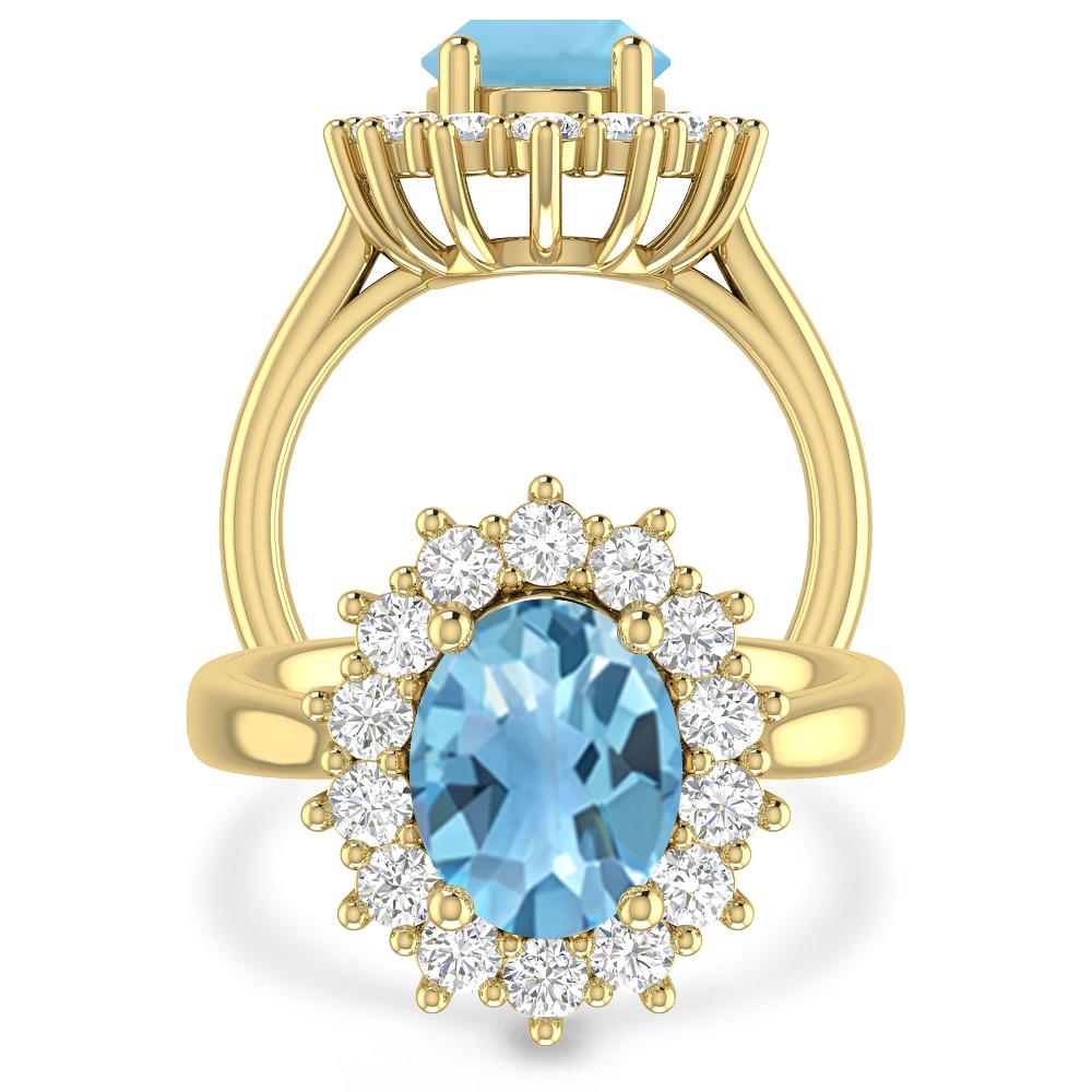 Yellow Gold - Blue Topaz