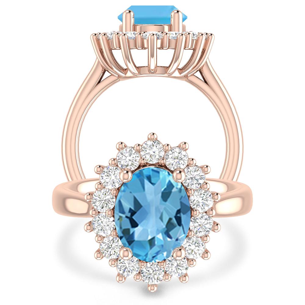 Rose Gold - Blue Topaz