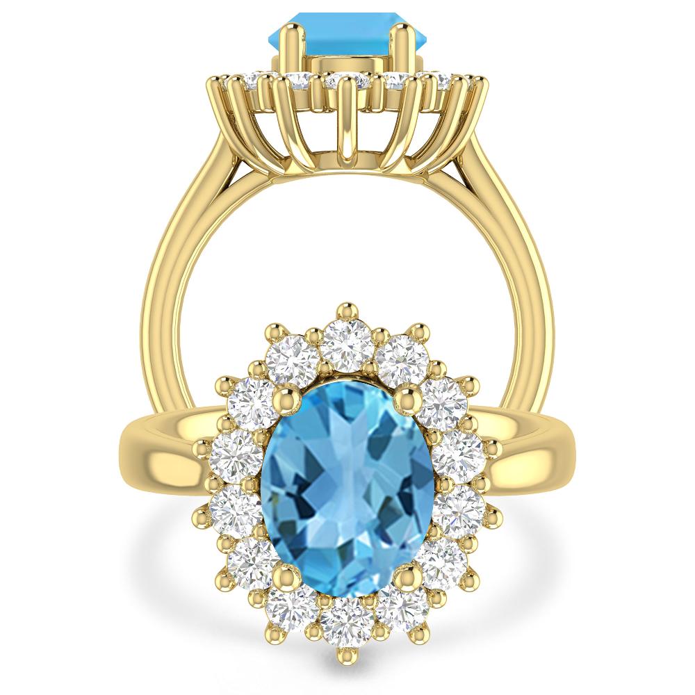 Yellow Gold - Blue Topaz