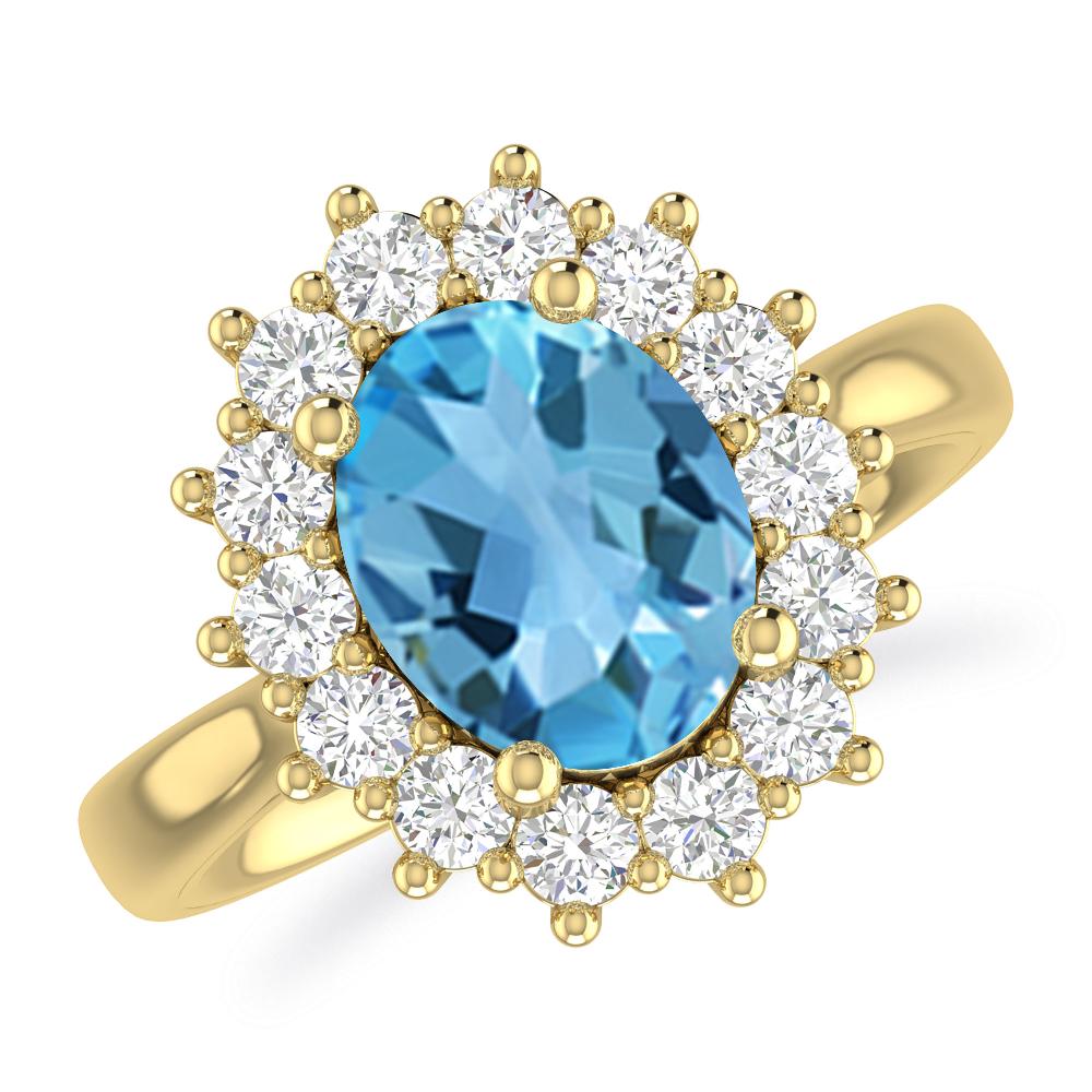 Yellow Gold - Blue Topaz