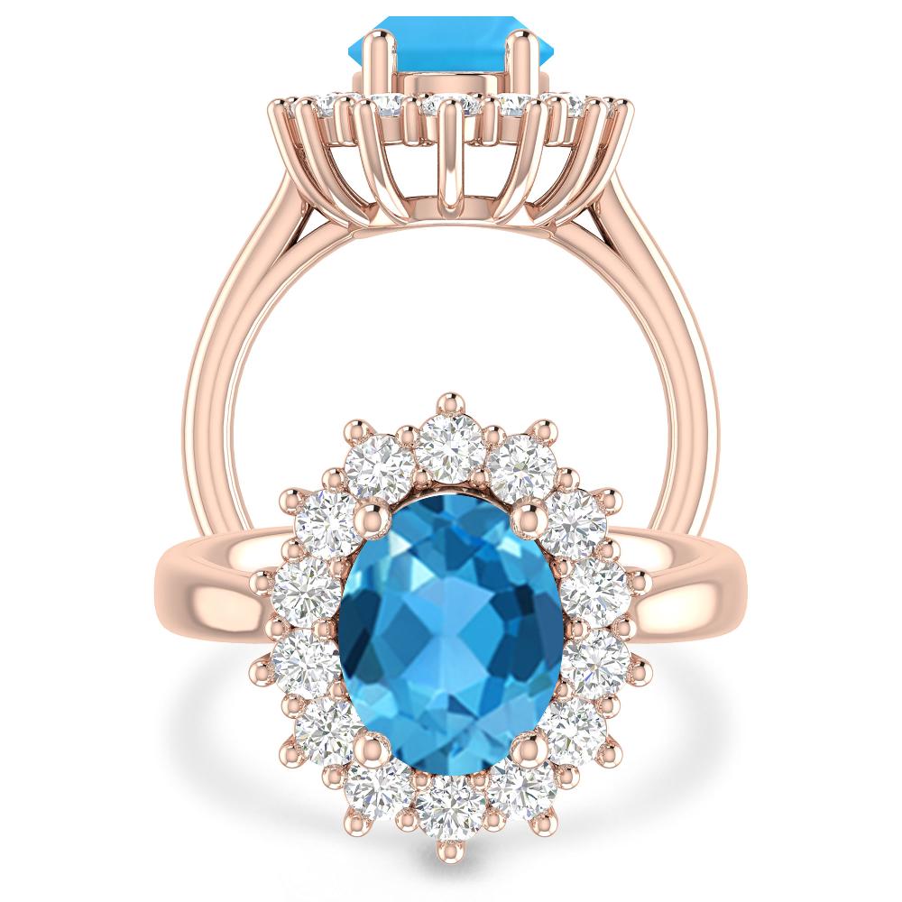 Rose Gold - Blue Topaz