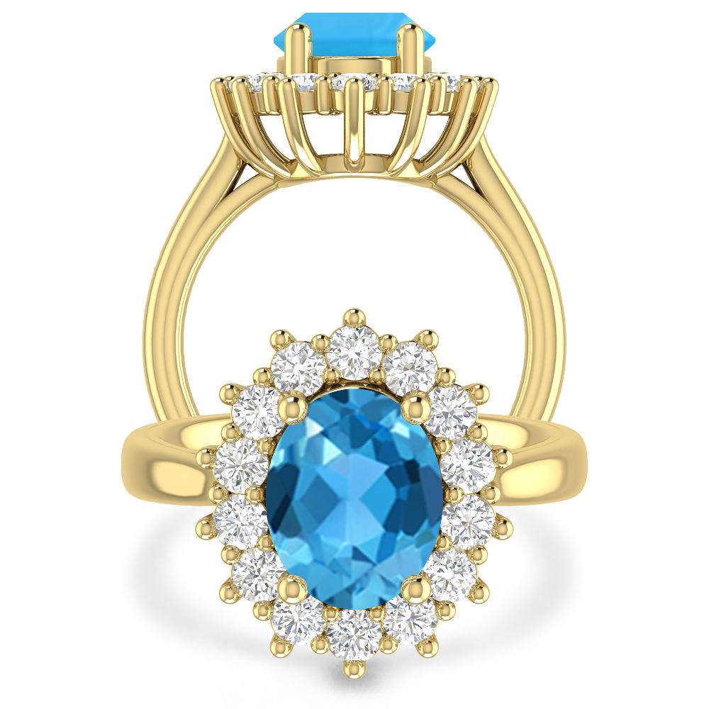 Yellow Gold - Blue Topaz