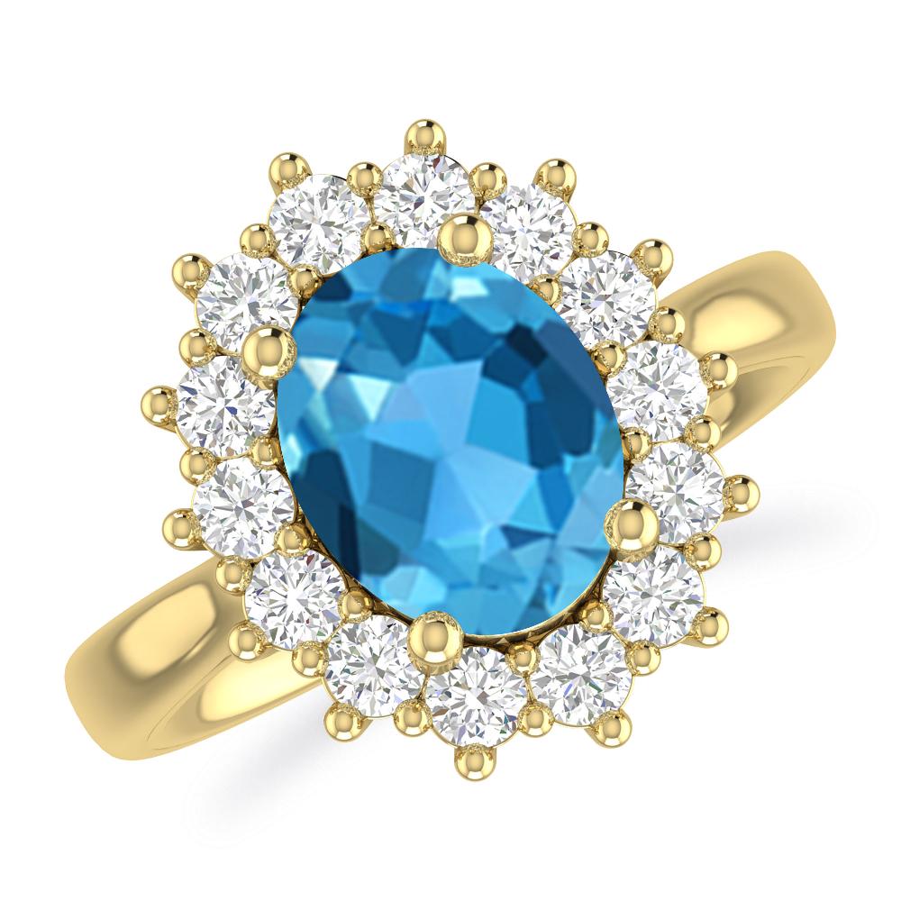 Yellow Gold - Blue Topaz