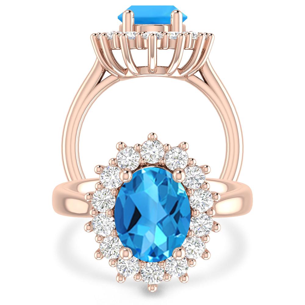 Rose Gold - Blue Topaz