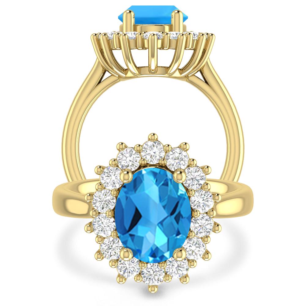 Yellow Gold - Blue Topaz