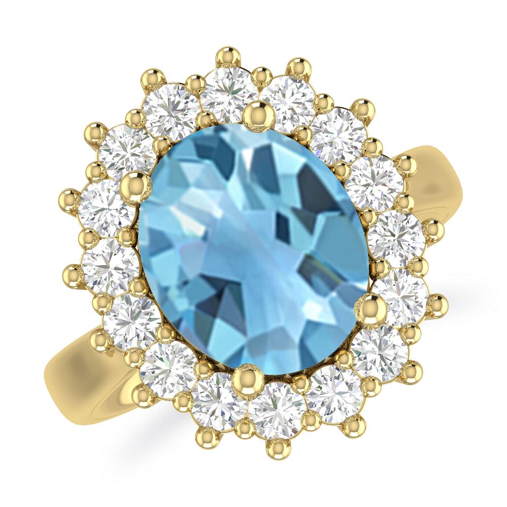 Yellow Gold - Blue Topaz