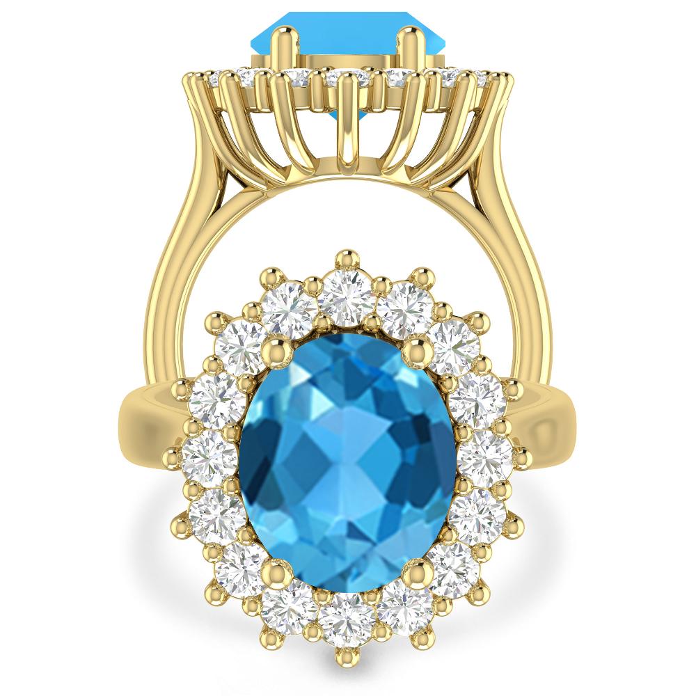 Yellow Gold - Blue Topaz