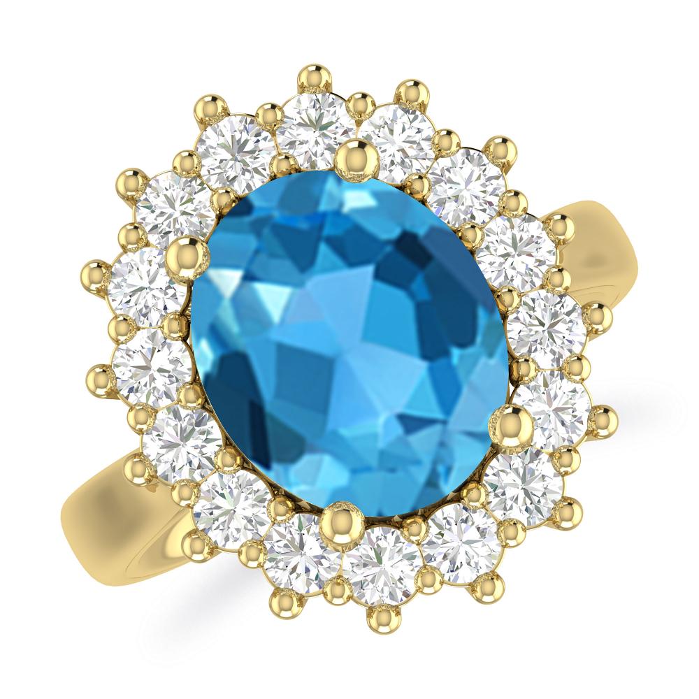 Yellow Gold - Blue Topaz