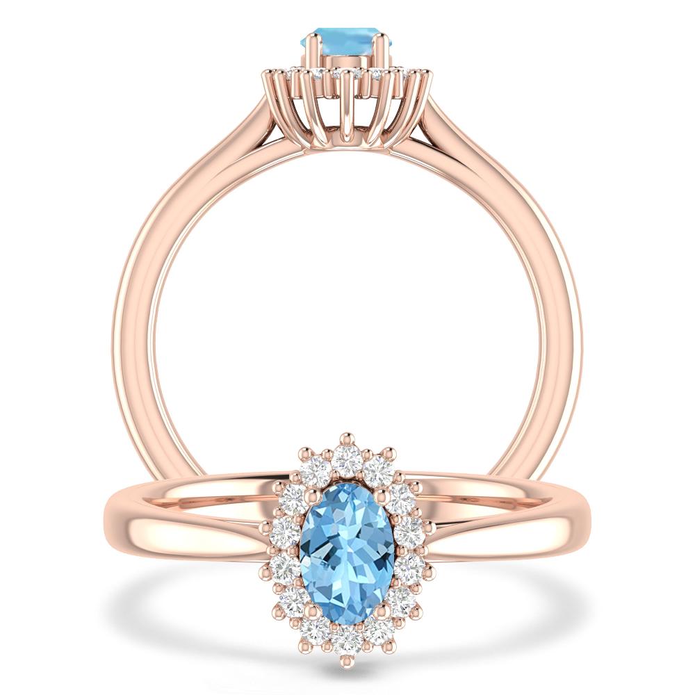 Rose Gold - Aquamarine