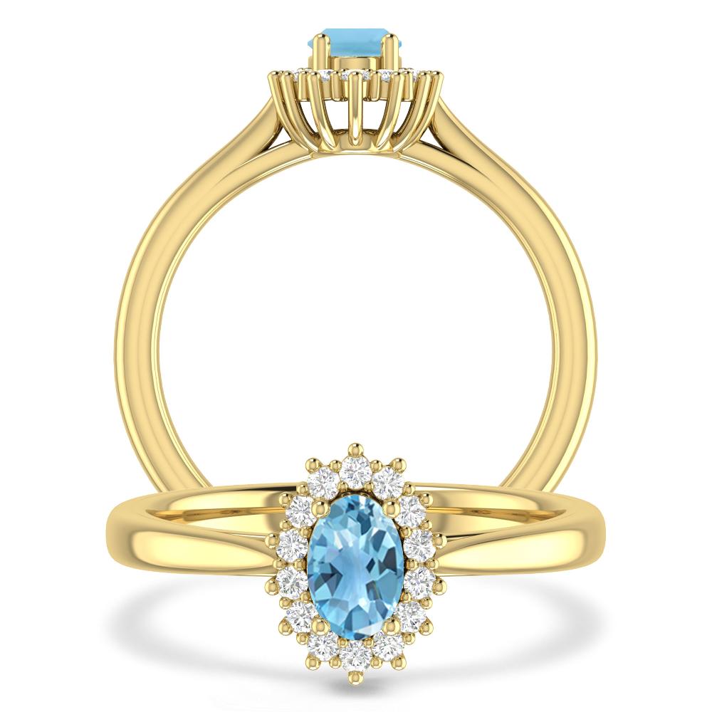 Yellow Gold - Blue Topaz