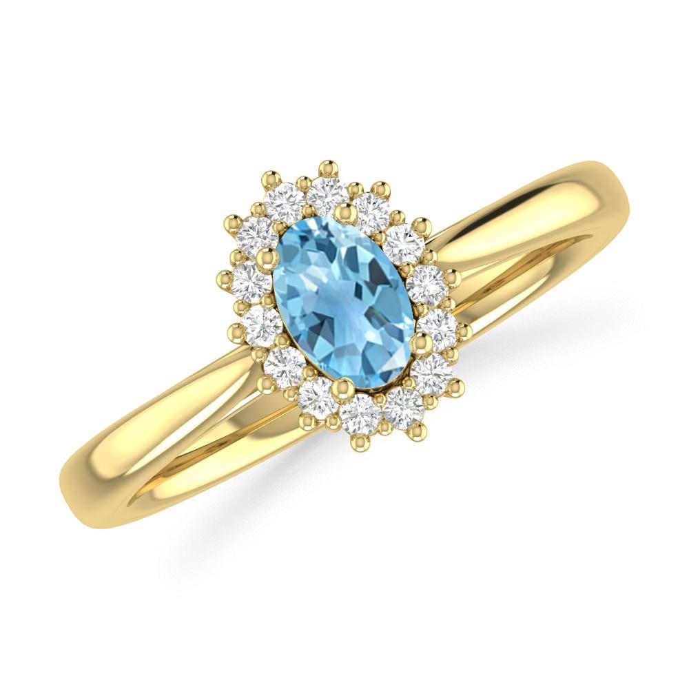 Yellow Gold - Blue Topaz