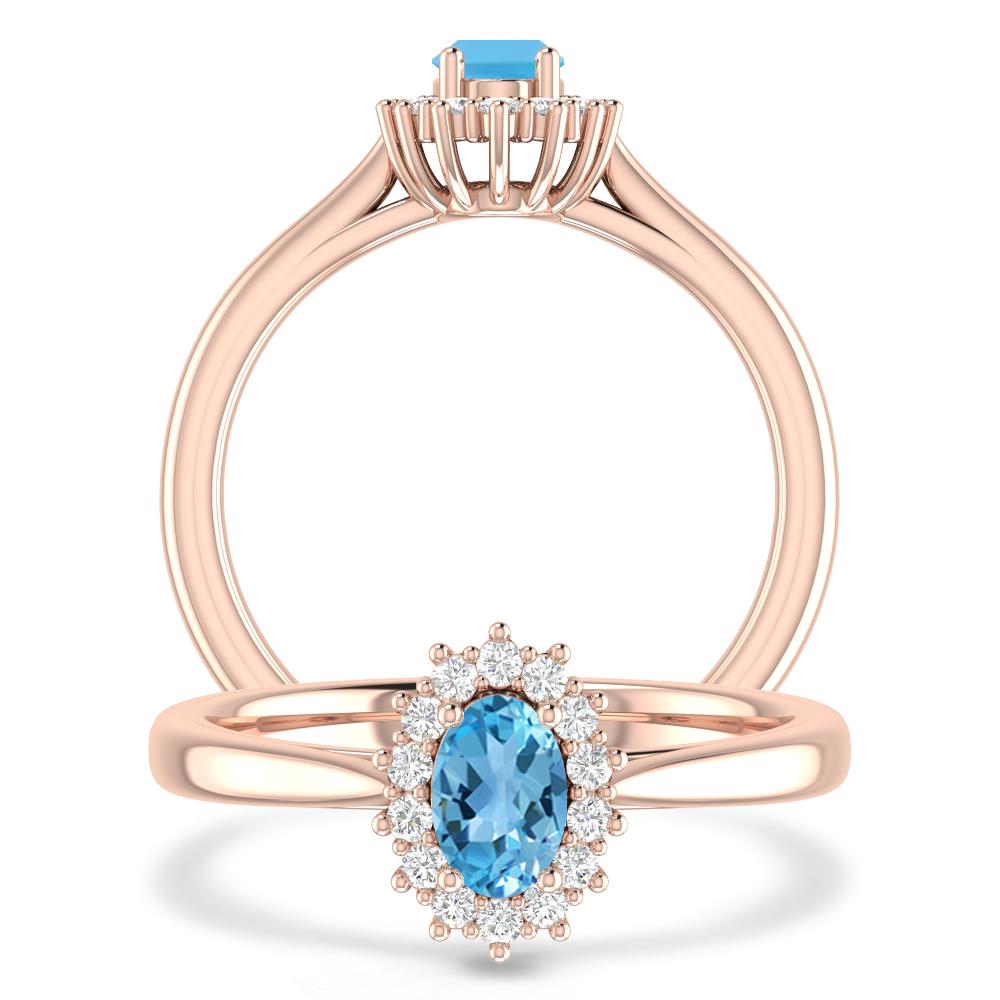 Rose Gold - Blue Topaz