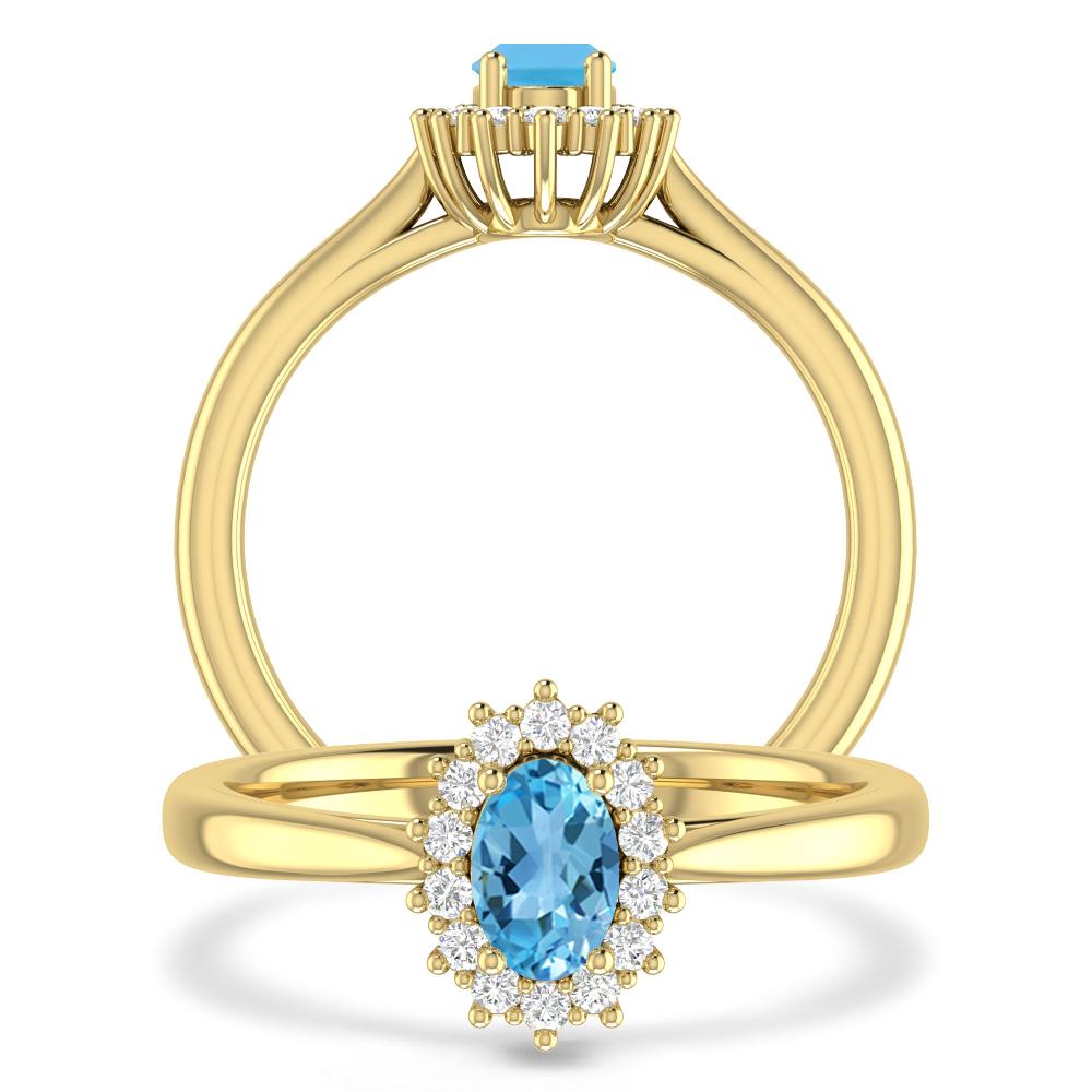 Yellow Gold - Blue Topaz