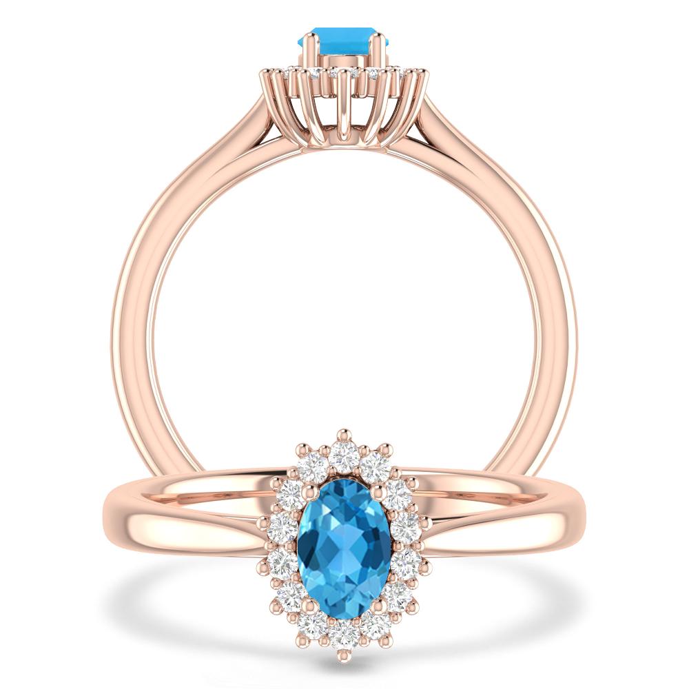 Rose Gold - Blue Topaz