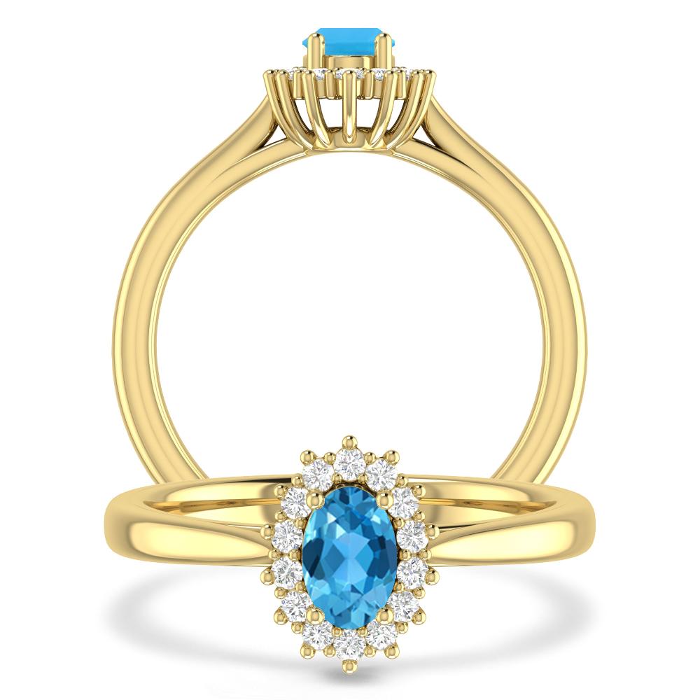 Yellow Gold - Blue Topaz