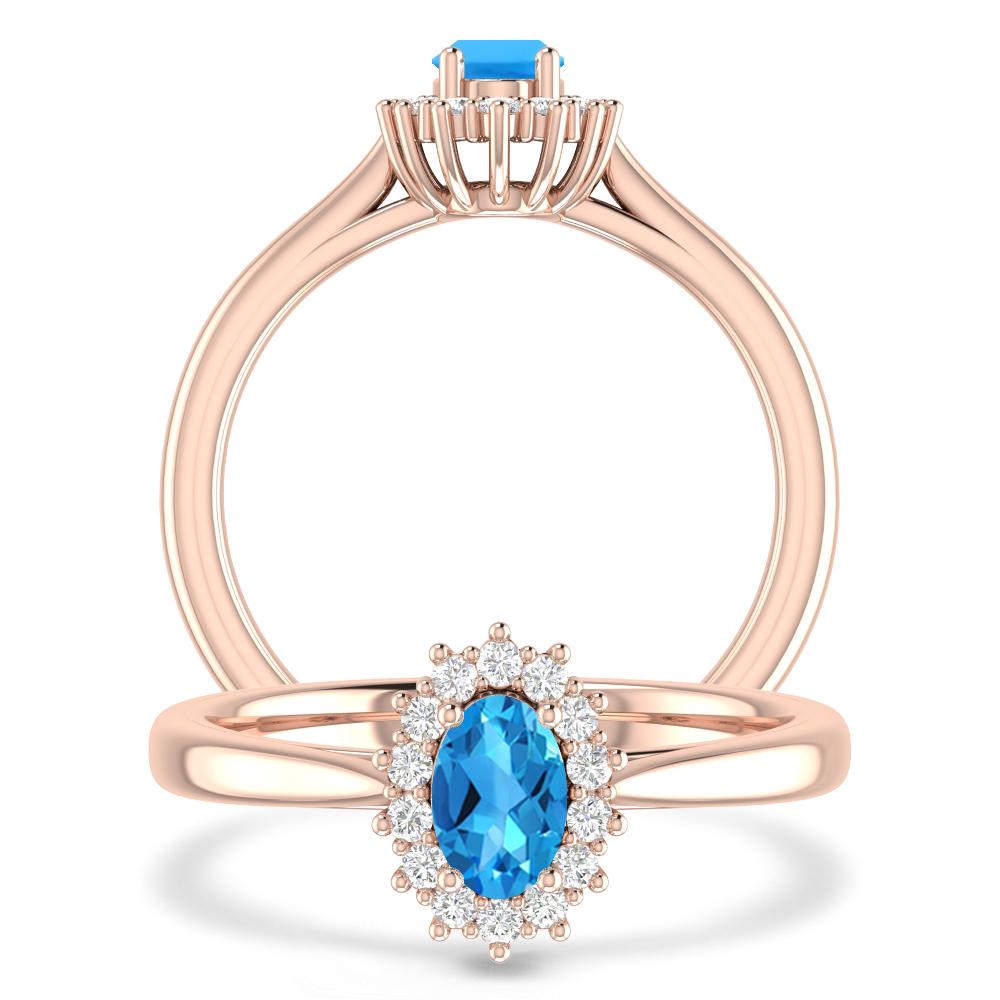 Rose Gold - Blue Topaz