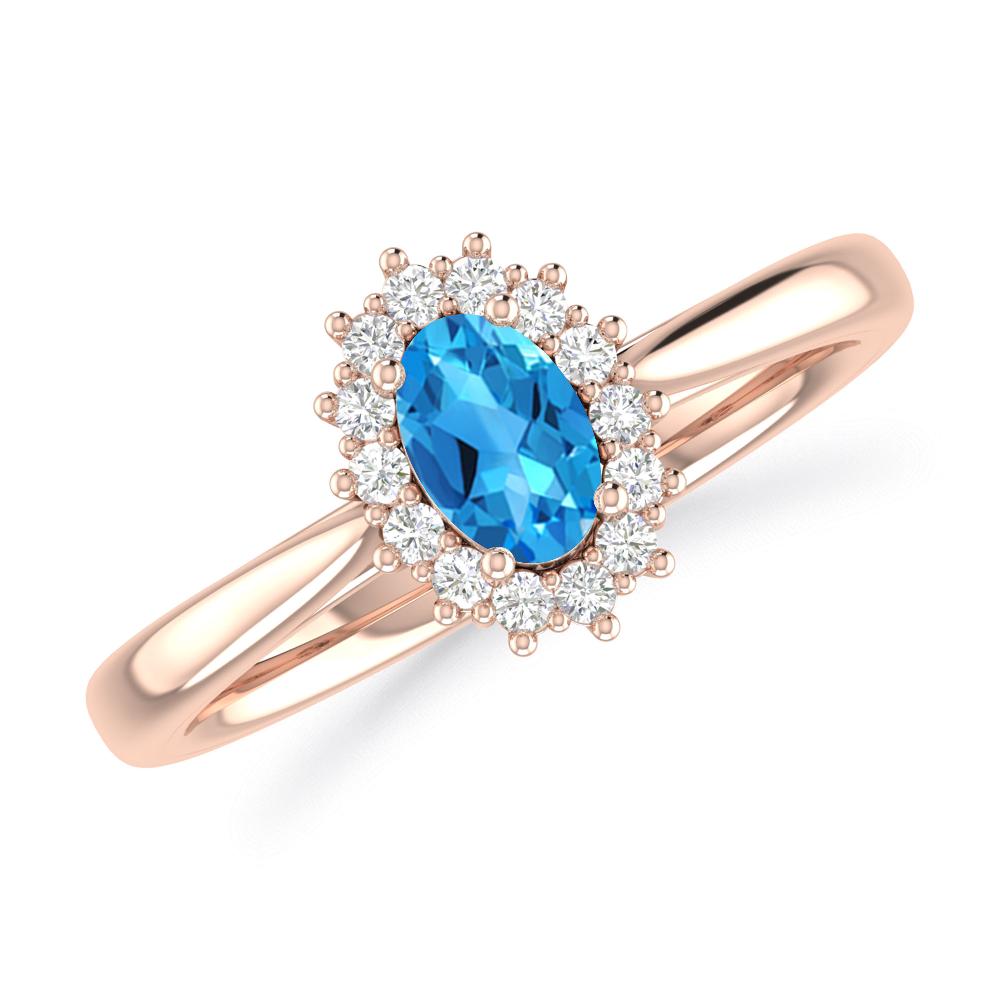 Rose Gold - Blue Topaz