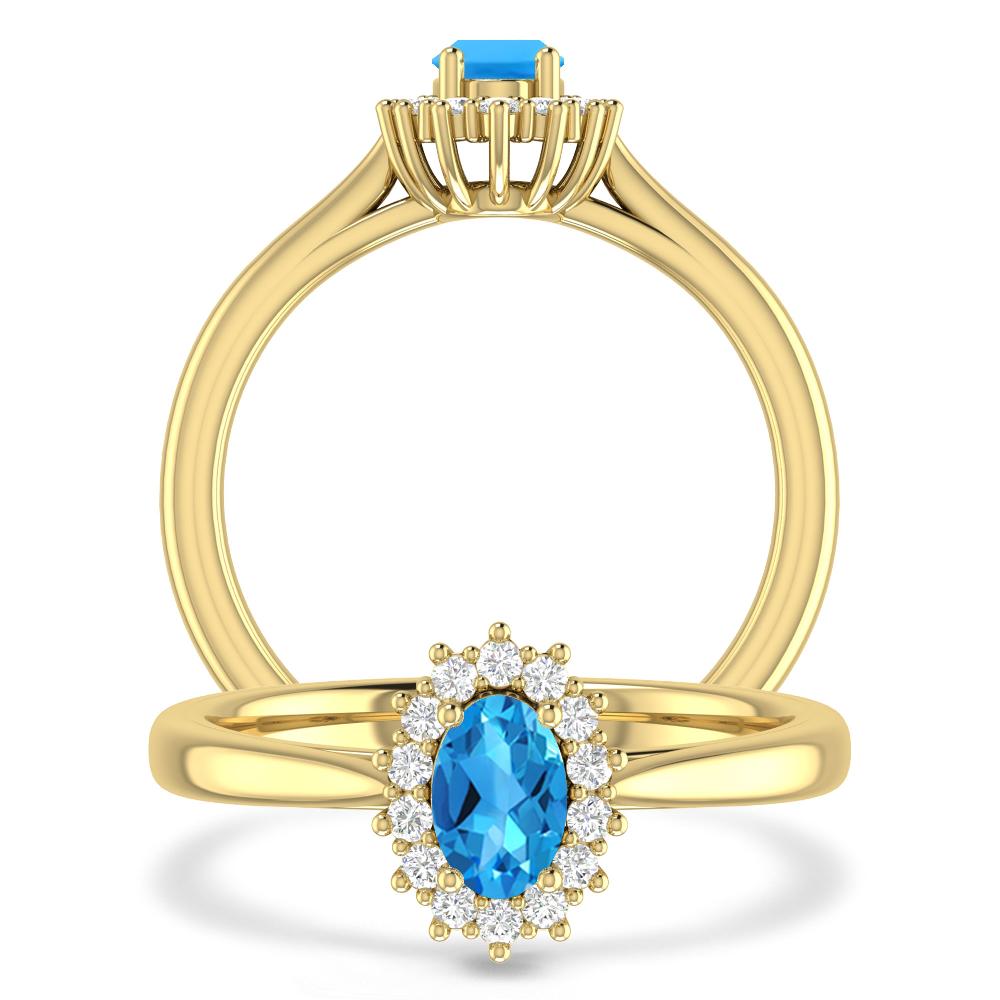 Yellow Gold - Blue Topaz