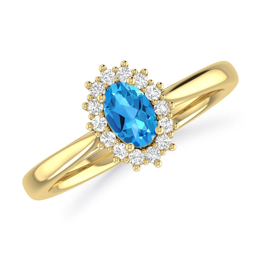 Yellow Gold - Blue Topaz