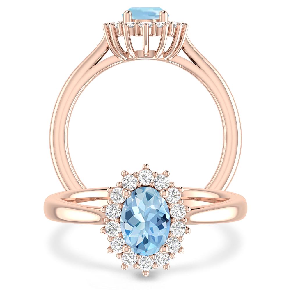 Rose Gold - Aquamarine