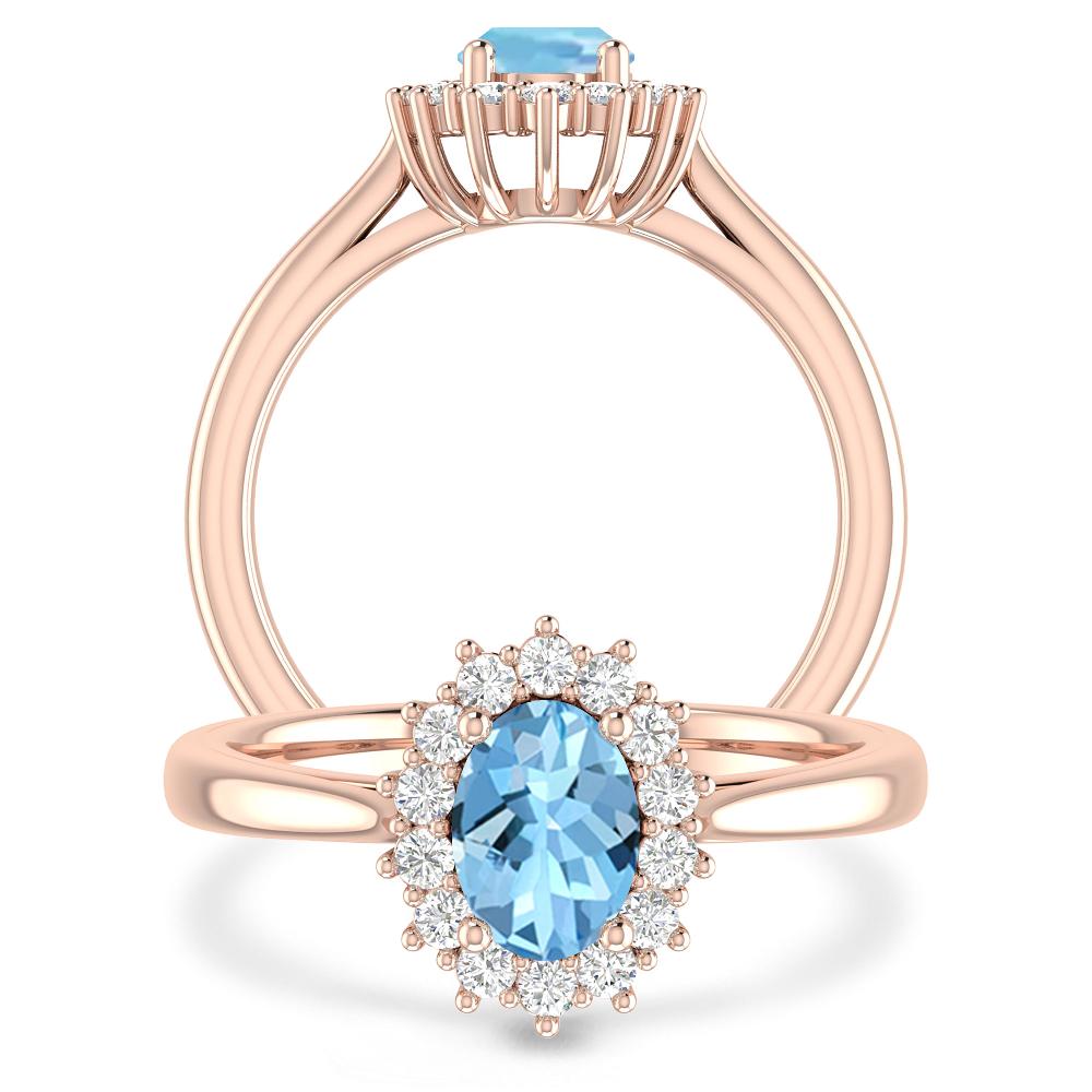 Rose Gold - Aquamarine