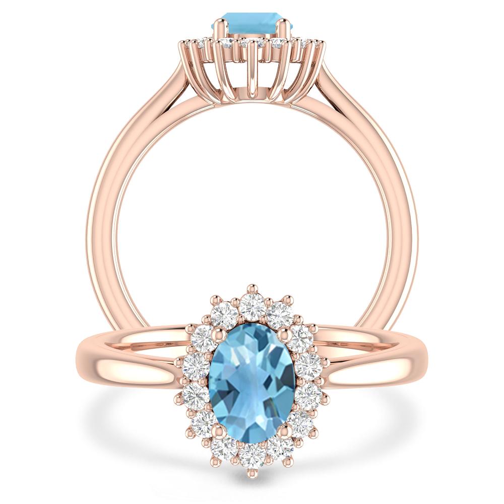 Rose Gold - Blue Topaz