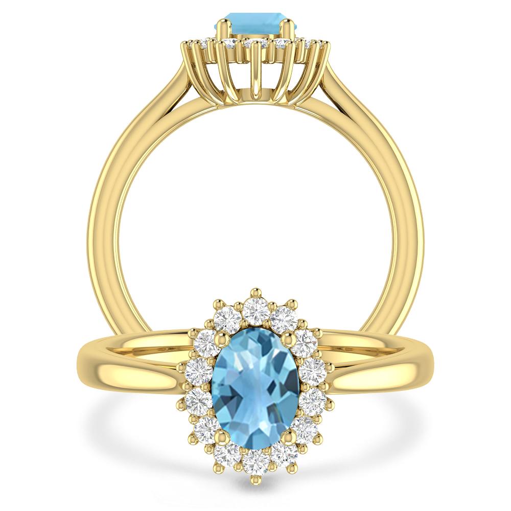 Yellow Gold - Blue Topaz