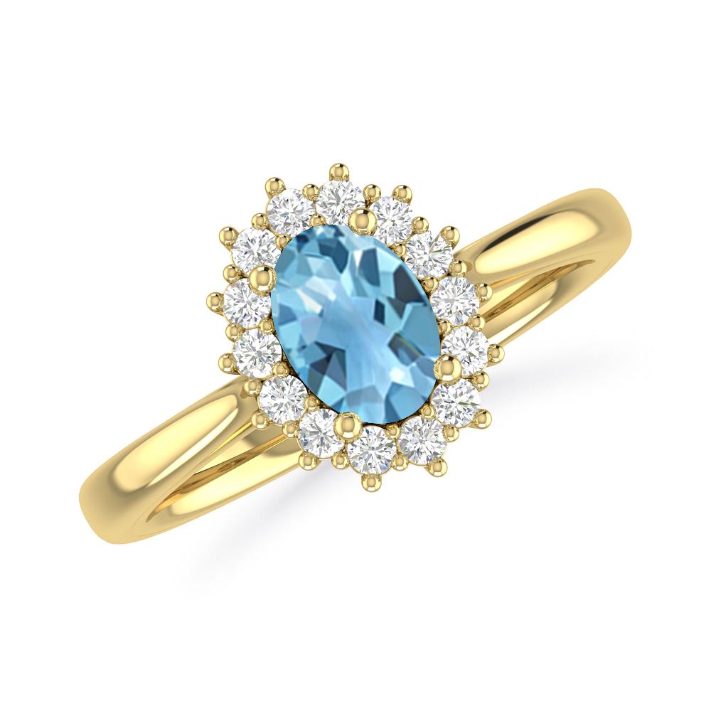 Yellow Gold - Blue Topaz