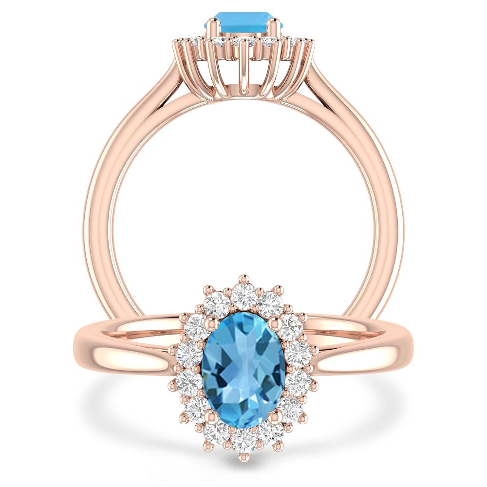 Rose Gold - Blue Topaz