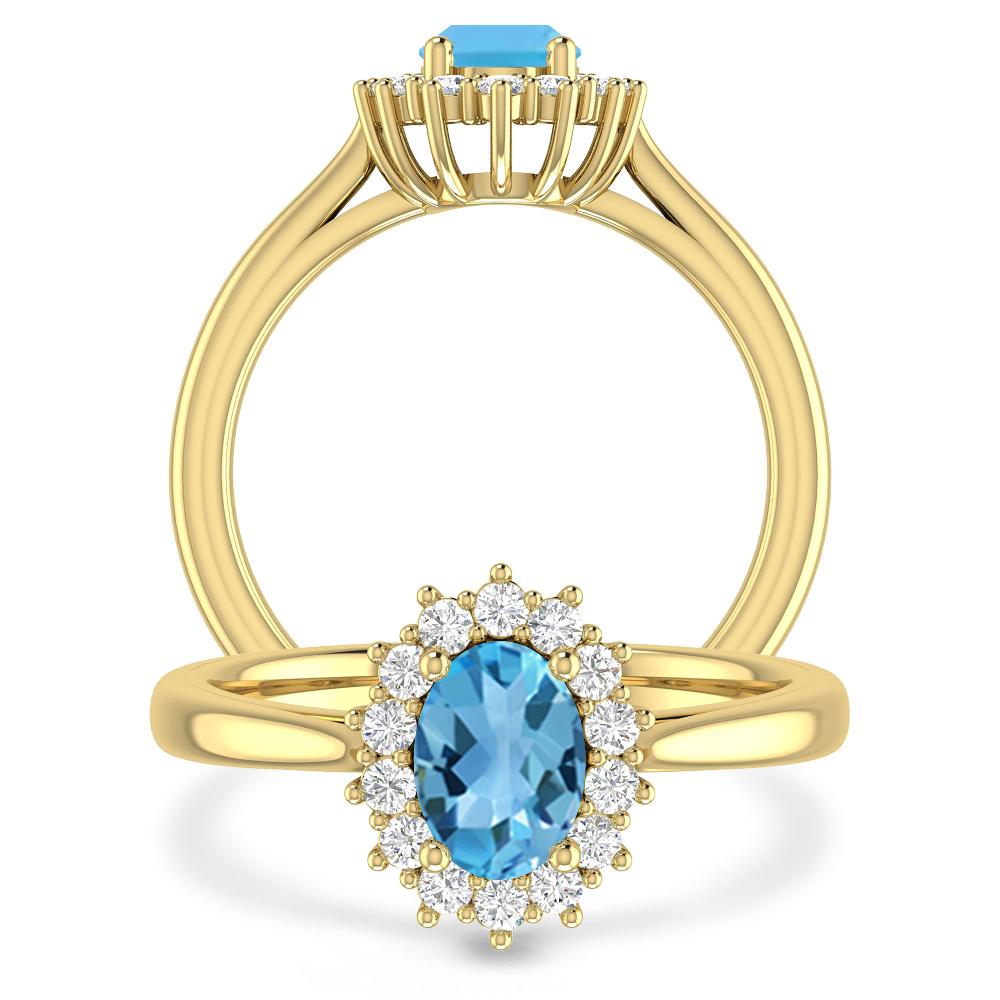 Yellow Gold - Blue Topaz