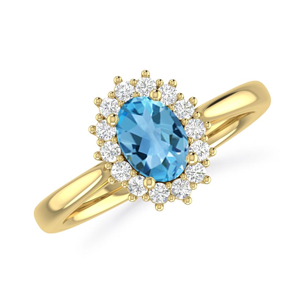 Yellow Gold - Blue Topaz