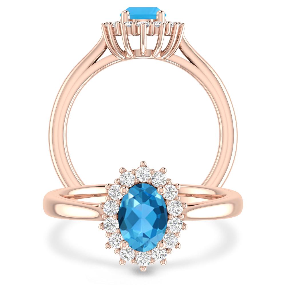 Rose Gold - Blue Topaz