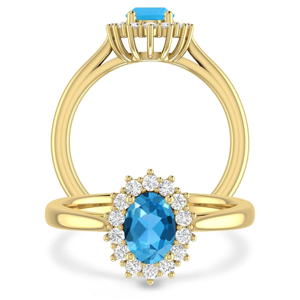 Yellow Gold - Blue Topaz