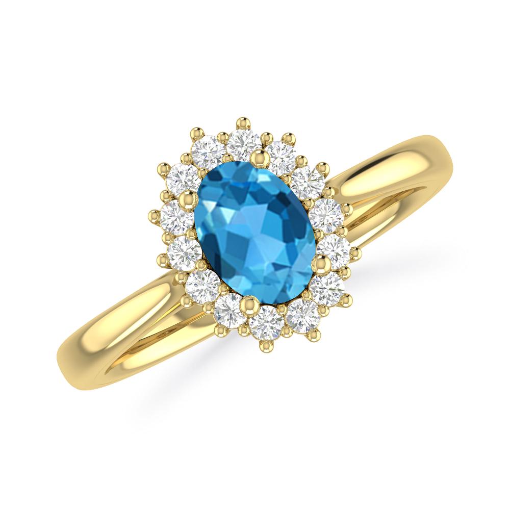 Yellow Gold - Blue Topaz