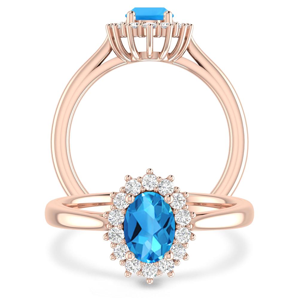 Rose Gold - Blue Topaz