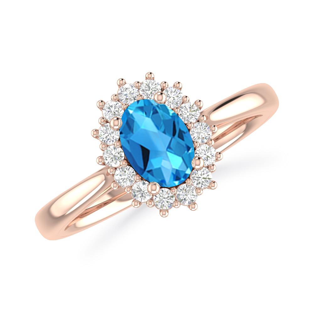 Rose Gold - Blue Topaz