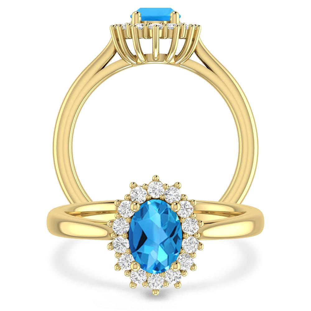 Yellow Gold - Blue Topaz