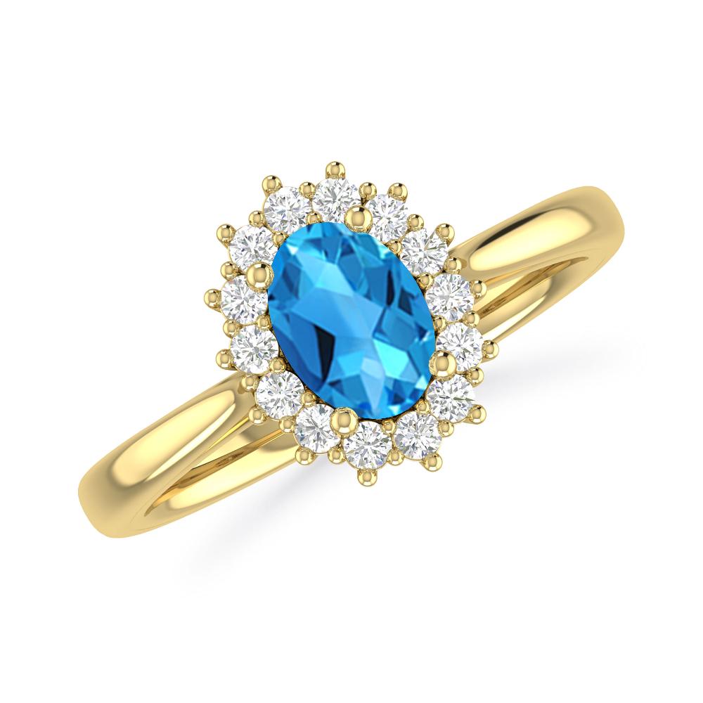 Yellow Gold - Blue Topaz