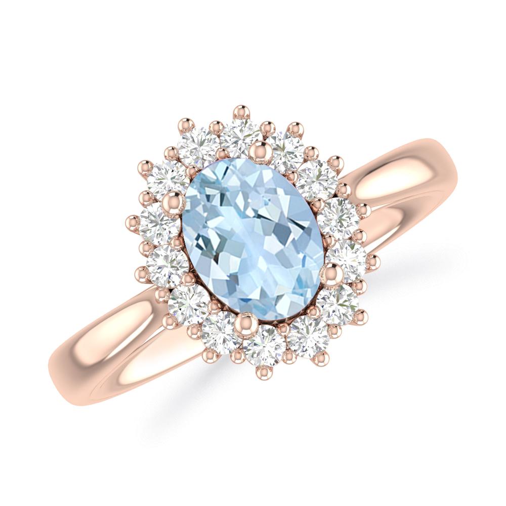 Rose Gold - Aquamarine