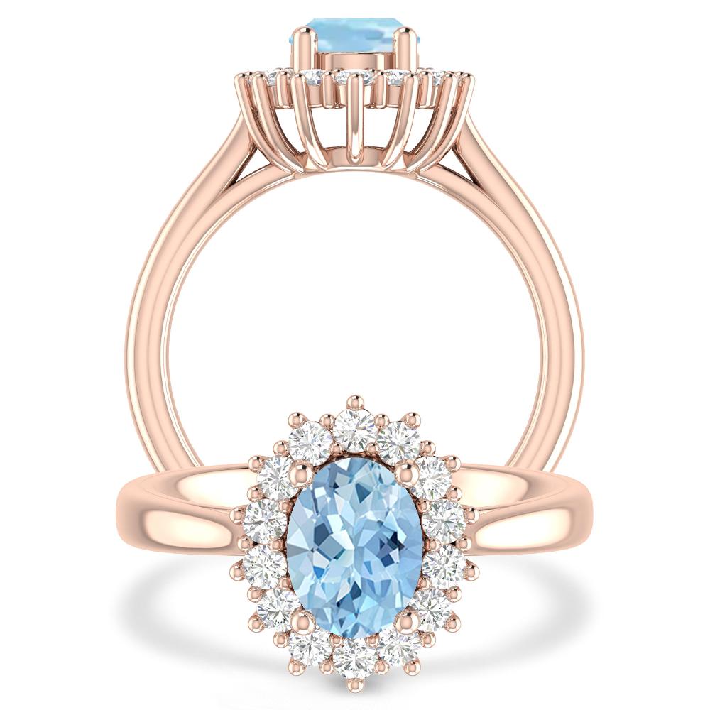 Rose Gold - Aquamarine