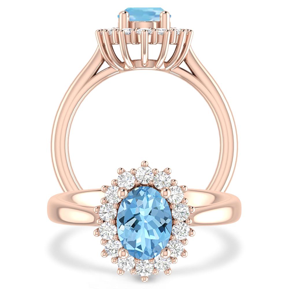 Rose Gold - Aquamarine