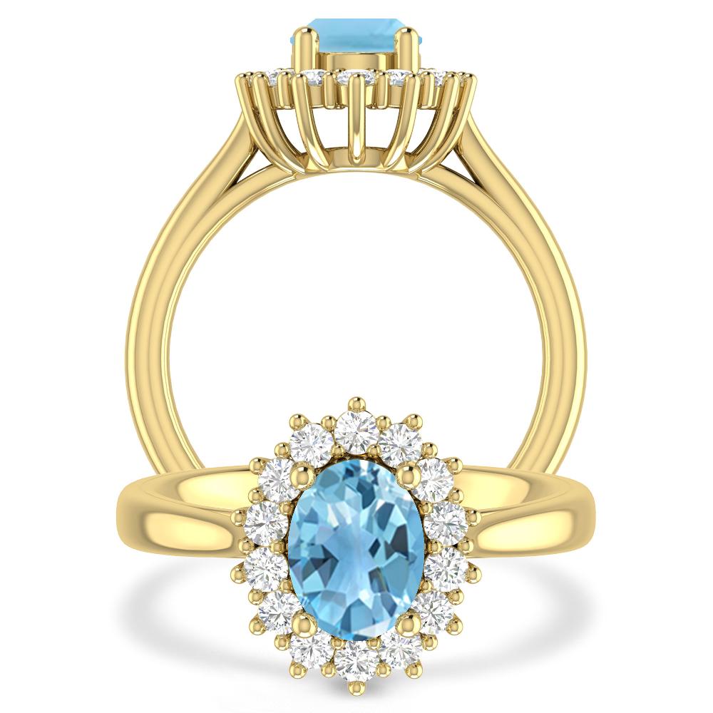 Yellow Gold - Blue Topaz