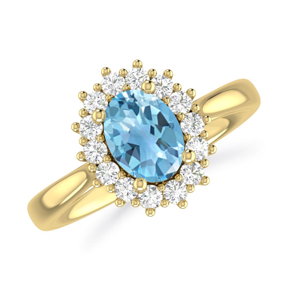 Yellow Gold - Blue Topaz