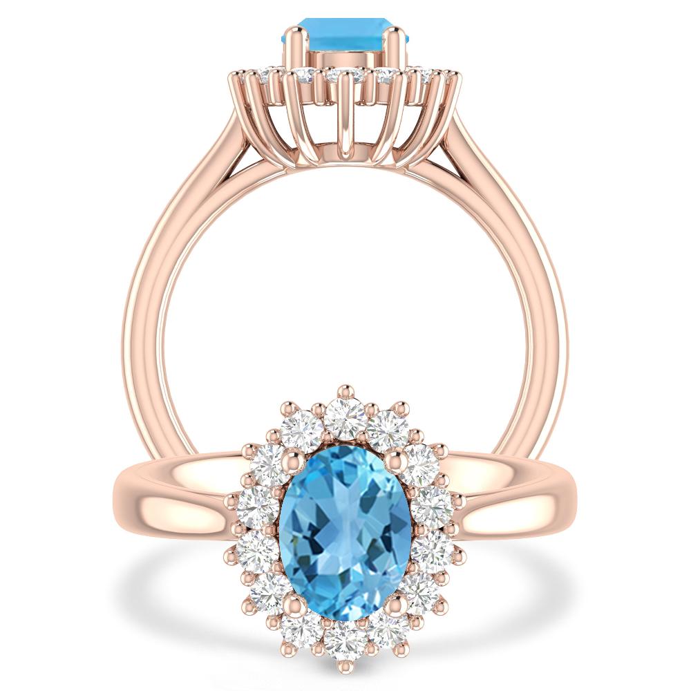 Rose Gold - Blue Topaz