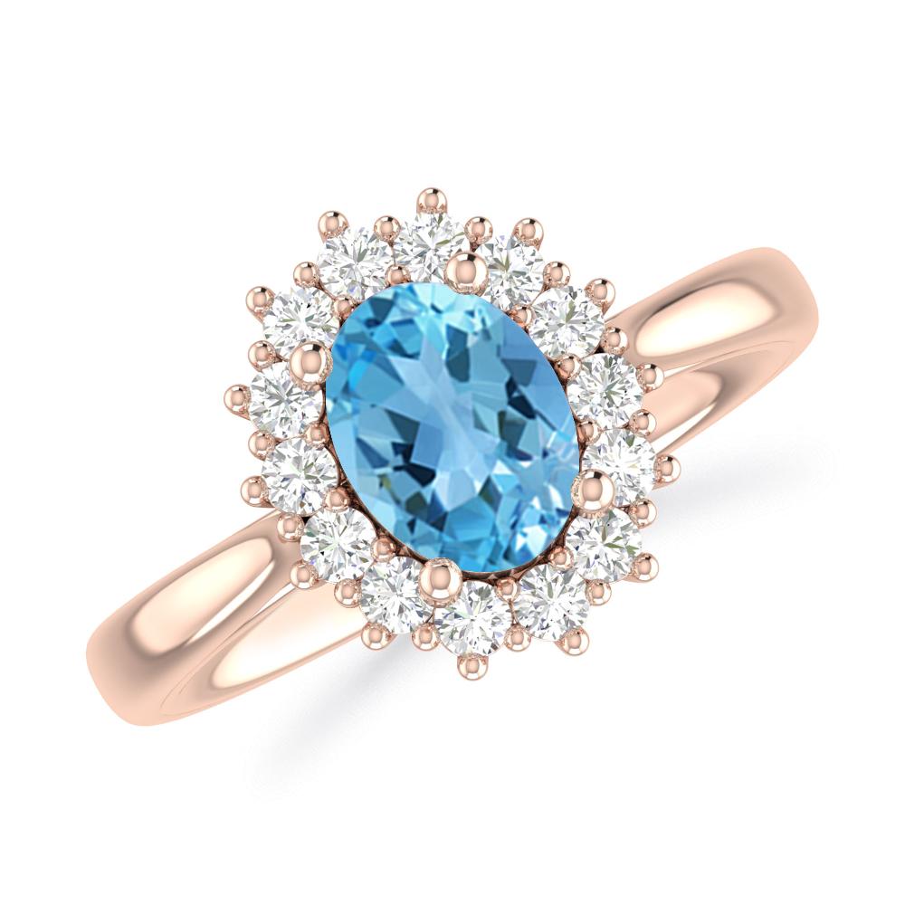 Rose Gold - Blue Topaz