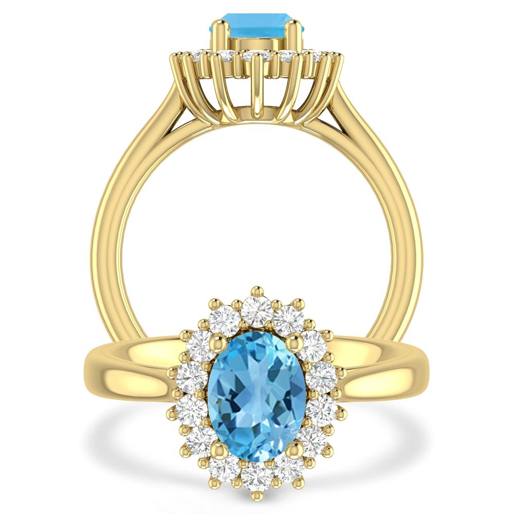 Yellow Gold - Blue Topaz