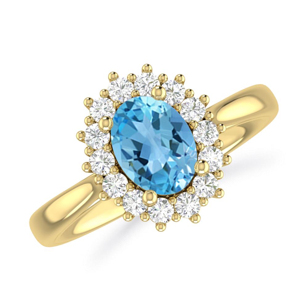 Yellow Gold - Blue Topaz