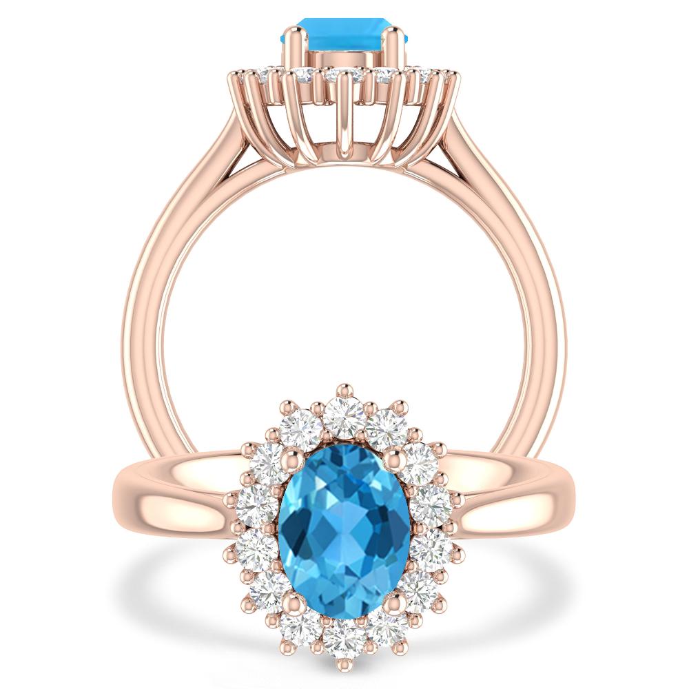 Rose Gold - Blue Topaz